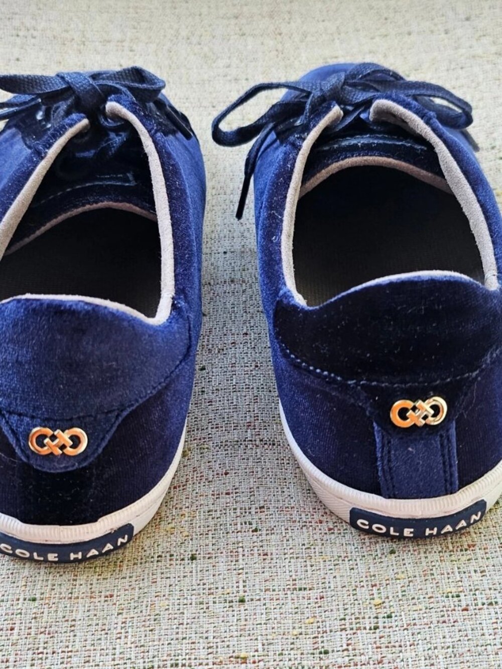 Cole Haan Women Shoes navy Blue Velvet Upper Lace Up Sneaker Size 8.5 WO - Picture 6 of 12